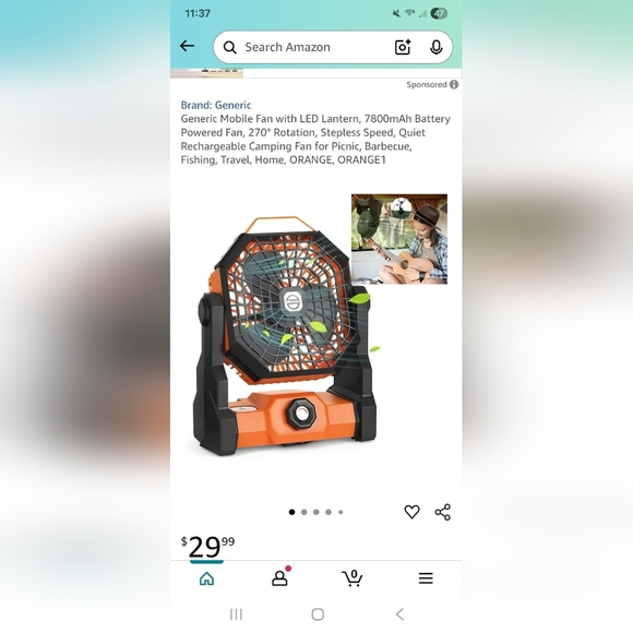 Portable Orange and Black Fan Set - Picture 10 of 11